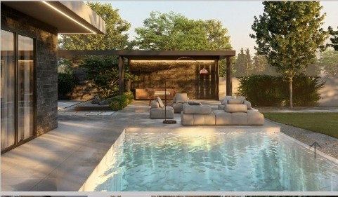 Refugio Contemporáneo - Terraza Lounge y Piscina Iluminada